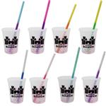 DA70812 12 oz. Rainbow Confetti Mood Cup with Straw Lid Set and Custom Imprint